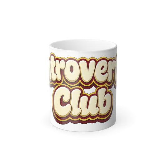 Taza Termocromática Club del Introvertido — Taza de Café de 325 ml con Tipografía Retro