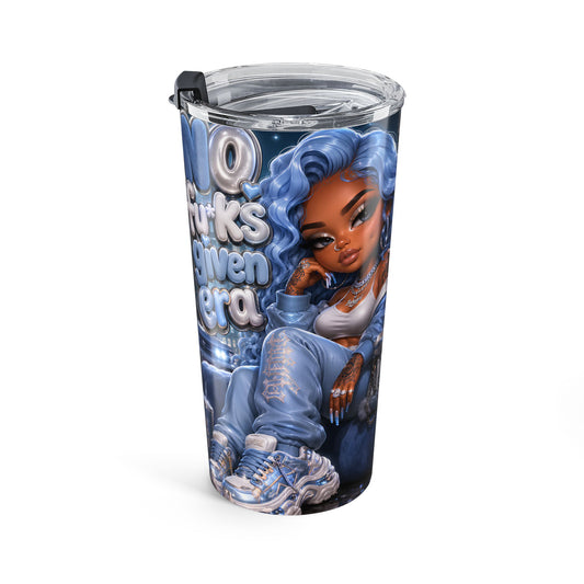 20oz Tumbler — Bold Blue "No Fu*ks Given" Urban Glam Stainless Travel Cup